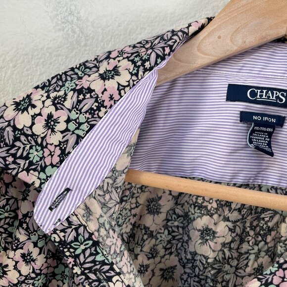 Chaps Womens Plus XXL No Iron Floral Button Up Shirt Long Sleeve Blouse Top - Picture 6 of 11